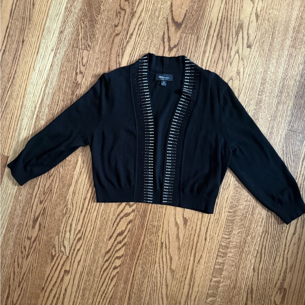 RN Studio by Ronni Nicole rhinestone black cardigan size M